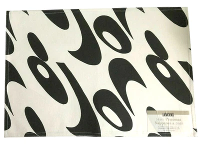 Harman Fabric Black White Placemats Chelsea 100% Cotton 19x13" Set of 4 - Image 1 of 4