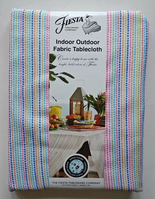 Fiesta Indoor Outdoor Fabric Tablecloth 60 102 Dot Stripe Multi Colorful Pride - Image 1 of 4