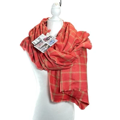 Collection 18 围巾女式橙色珊瑚方形窗玻璃柔软超大新品 — 第 1/4 张图片