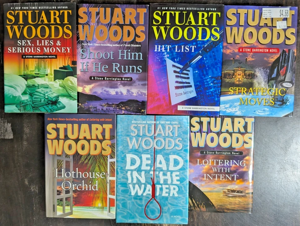 Book Lot of 7 Stuart Woods Crime Novels Stone Barrington  + More Hardcover HCDJ - Image 1 of 3