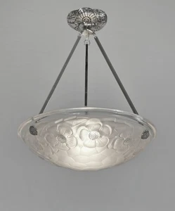 DEGUE & JAMAIN French 1930 art deco pendant . chandelier lamp muller era France - Picture 1 of 13