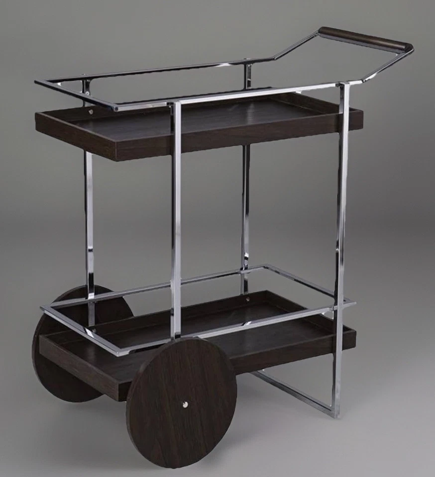 Carro de barra enrollable SEI Furniture Dorben, soporte para copa de vino y vidrio, marrón Foto 1 de 4