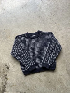 VINTAGE LL BEAN MEN'S WOOL BIRDSEYE FISHERMAN SWEATER Tagged LARGE Fits Medium - Picture 1 of 7