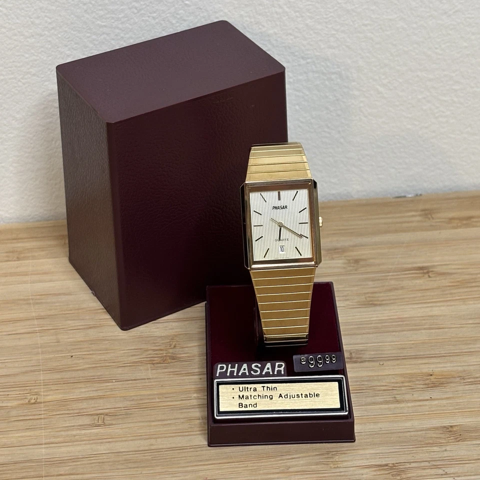 Новые из старых запасов винтажные золотистые кварцевые мужские часы Phasar от Seiko Tank Y102-5260 - Изображение 1 из 4