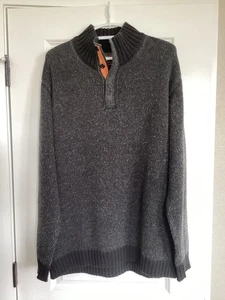 Marlboro Classics Mens Henley Sweater 2XL Gray Black Wool Cotton Snap Button - Picture 1 of 9