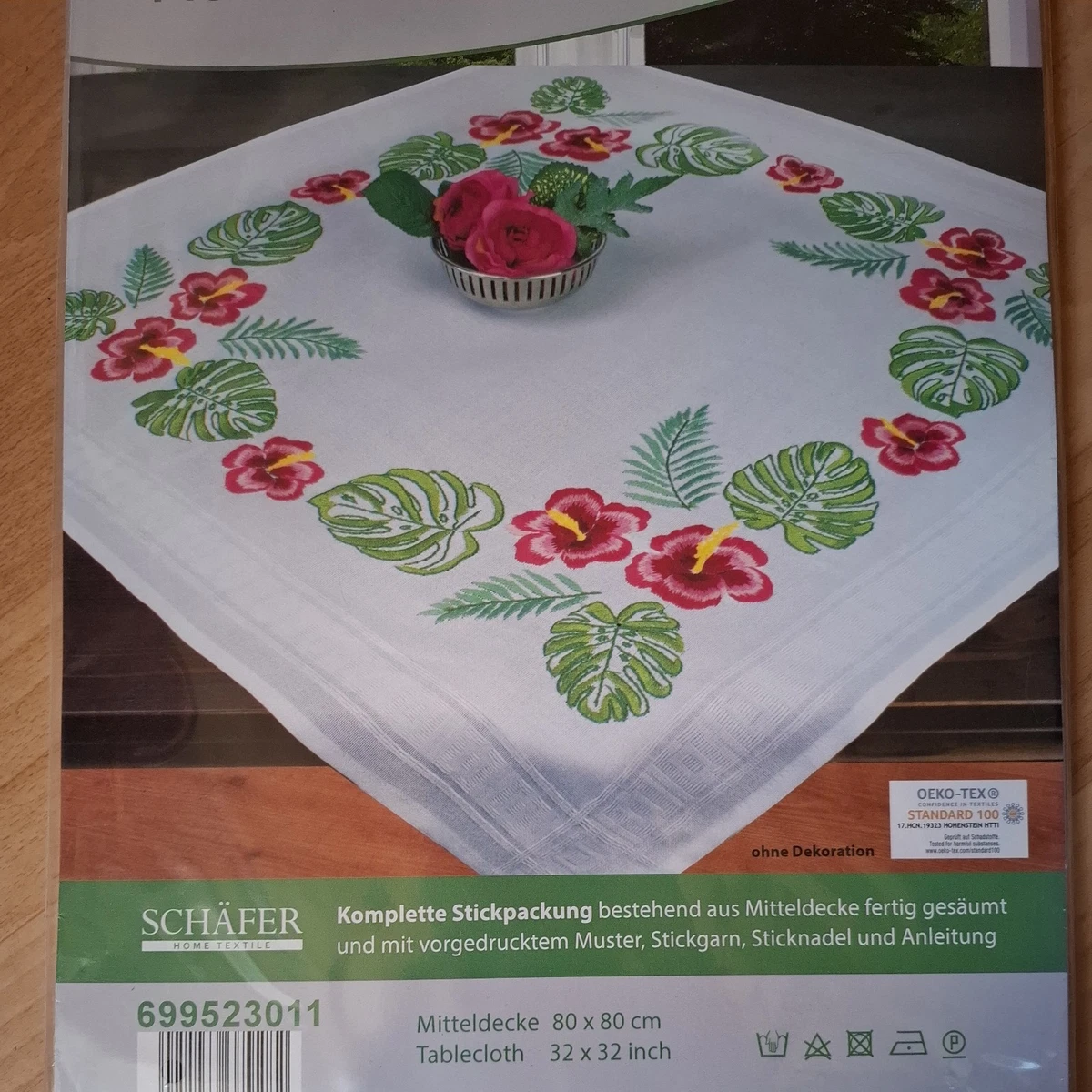 KAMACA Kreuzstich-Set 'Rosen Und Gänseblümchen' – Komplettset Mit Aida-Stoff (14 Count), Garn & Anleitung