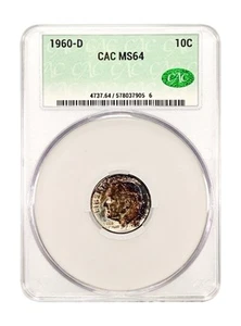 1960-D Roosevelt Dime CACG MS64 Crusty Original - Picture 1 of 4