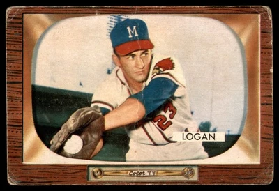 1955 Bowman #180 Johnny Logan Milwaukee Braves - Image 1 of 2
