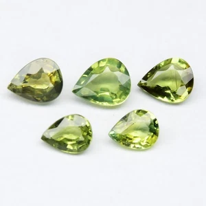 π 1.95ct 5pcs Lot Pear Natural Green Sapphire - Unheated, Tanzania Gemstone - Picture 1 of 5