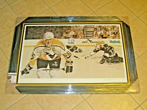 Mario Lemieux #66 signed Pittsburgh Penguins NHL Photo Print JSA #E74750 FRAMED - Picture 1 of 5