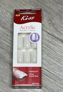 Kiss 24 ACRÍLICO NATURAL LARGO PEGAMENTO UÑAS FALSAS ENCADENADAS ¡Blanco opaco!!¡! - Imagen 1 de 3