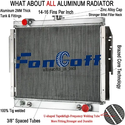 Radiador de 3 filas para Dodge D150 D250 W150 W250 W350 1979-1993 3,9 L 5,9 L V8 Foto 1 de 4