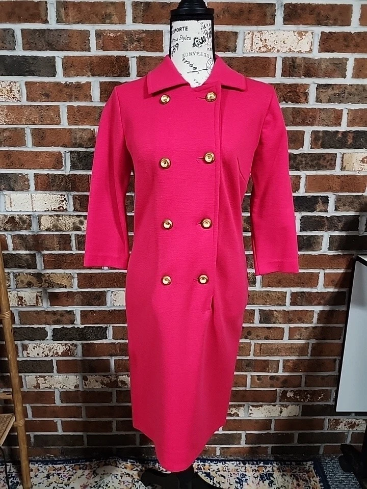 Vestido Vintage Tejido Pura Lana Pura Rojo Doble Pecho Talla 4 Hoy  Foto 1 de 4