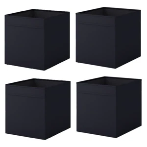 4x IKEA DRONA Storage Boxes Kallax Shelving Unit Organizer Black 33x38x33 cm - Picture 1 of 6