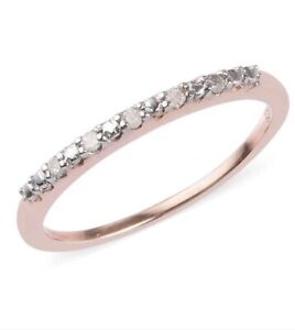 Diamond (0.5 ct) Half Eternity Ring In Rose Gold Sterling silver size S