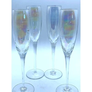 Toscany Iris Iridescent Fluted Champagne Glasses Set of 4 - Picture 1 of 10