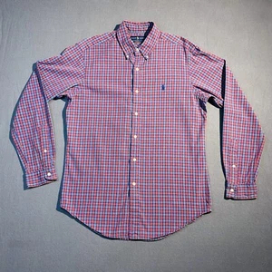 Polo Ralph Lauren Long Sleeve Men’s Shirt Red Blue Plaid Classic Fit Medium - Picture 1 of 9