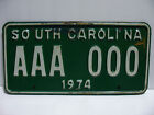 1974 South Carolina License Plate   AAA - 000  Sample      Vintage  3281