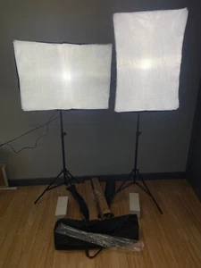 Photography Lighting Kit 2 Lights 2 Tripods 2 Soft boxes Canon Fuji Sony Nikon - Picture 1 of 17