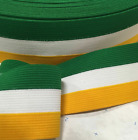 Non-Roll Waistband Elastic Stripe Elastic 2" Green White Gold 5 yds #NR8