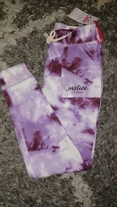 Girls justice cozy skinny joggers size 10 purple tye dye logo - Picture 1 of 2