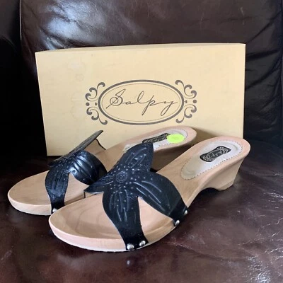 Salpy Handmade in USA Wooden Sandals US10 Foto 1 de 4