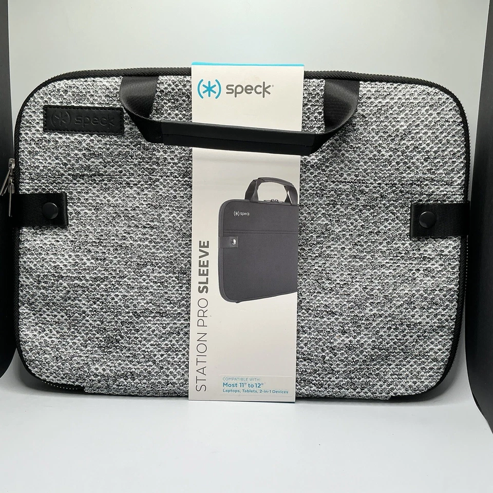 SPECK Station Pro Sleeve Laptop Case Travel Bag Gray Black Opens Flat