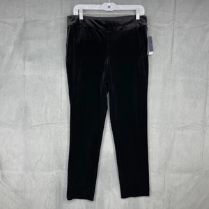 NYDJ Velour Pants Womens 8 Black Pull On Elastic Waist Straight Leg Stretch - Picture 1 of 13
