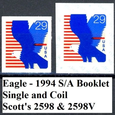 Eagle S/A 1994 Set of 2 MNH Booklet & Coil Stamps Scott's 2598 & 2598V - Image 1 of 2