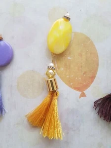 gelbe Kristall Perlen Quaste Fransen Schmuck Schneiderei - Bild 1 von 1