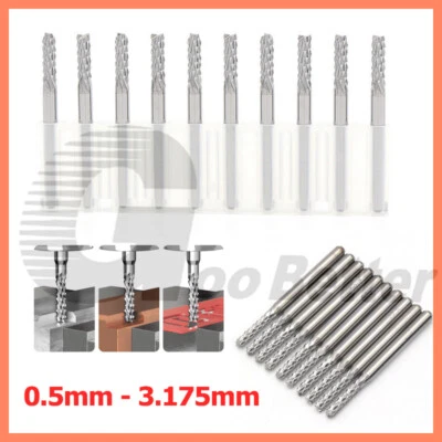 Ø 0.5mm - Ø 3.175mm PCB Carbide Engraving Bit Corn End Mill Cutting 1/8" Shank - Image 1 of 4