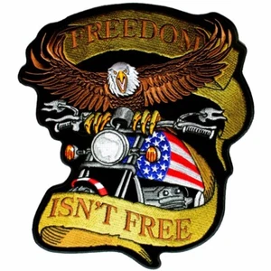 FREEDOM ISN'T FREE BIKER ADLER 4,25" X 3,75" USA PATRIOTISCHE FLAGGE PATCH - AUFBÜGELN - Bild 1 von 3