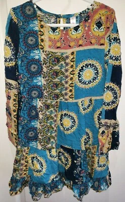 VESTIDO HILARATION NIÑAS Azul Amarillo Manga Larga VESTIDO Talla Mediana 7/8 Escuela We Foto 1 de 2