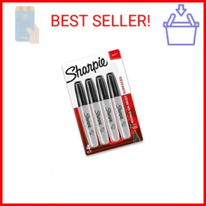 SHARPIE Permanent Markers, Chisel Tip, Black, 4 Count - Picture 1 of 2