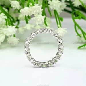 3.58 Ct Natural Diamond Wedding Band Engagement Ring For Girls 14k White Gold - Picture 1 of 4