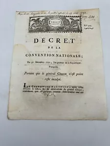 Portant que le général Chazot n'est point resté inculpé - 1792 - Imagen 1 de 2