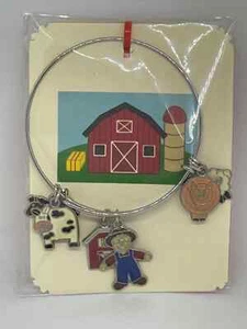 Neu Bauernhoftiere Motiv Armreif Bettelarmband Silber Handarbeit erweiterbar - Bild 1 von 5