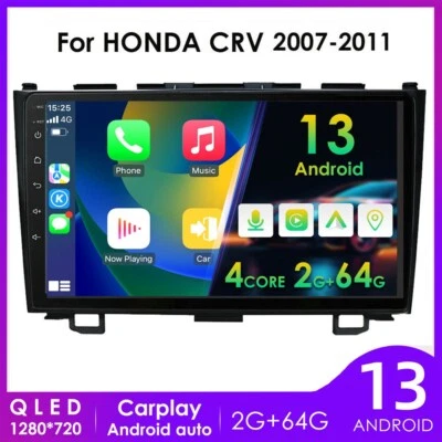 2GB+64GB For Honda CR-V 2007-2011 9" Android 13 Car Stereo Radio GPS Car Play BT - Image 1 of 4