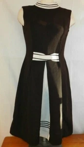VTG BLEEKER STREET Mod Vestido sin mangas Marrón y blanco Panel de contraste sz M - Imagen 1 de 11