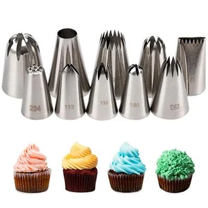Cake Decorating Icing Piping Tip Set,10 large Decorating Tips Stainless Steel - Picture 1 of 6