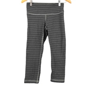 Lululemon Cropped Leggings Under Crop Stripe Black Sz 4 Women’s Heathered Grey - Picture 1 of 8