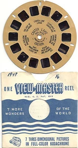 CARRETE VINTAGE SAWYER'S VIEWMASTER #22 CRÁTER LAGO OREGON ~ BUFF LETRAS A MANO - Imagen 1 de 1