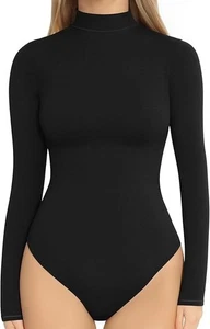 MANGOPOP Body Simulado Cuello Alto Manga Larga Tanga Prendas Moldeadoras Acanalado Talla XL Nuevo - Imagen 1 de 5