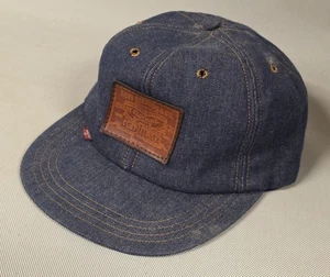 De colección 1980 Levi’s Parche de Cuero Sombrero Gorra Denim Cuero Correa RARO VER DIS - Imagen 1 de 7