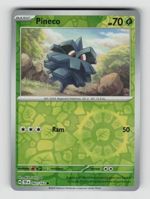 Pineco, , SV05: Temporal Forces, 002/162, Common, Reverse Holo, NM - Image 1 of 2