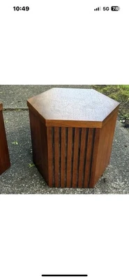 Mid Century Modern LANE Hexagonal  Wood Side Table / Plant Stand Pedestal - Image 1 of 4