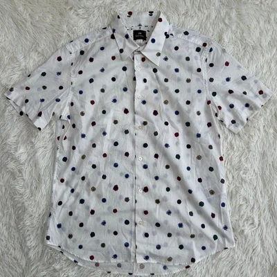 Camisa de vestir Paul Smith lunares manga corta blanca L Japón Foto 1 de 4