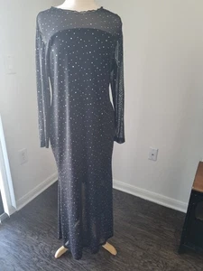 Women's 2XL RHINESTONE SHEER BLACK DRESS - Picture 1 of 6