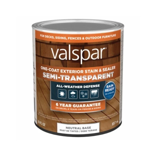 Valspar 136183 1 qt. Neutral Base Semi-Transparent Exterior Wood Stain & Sealer — 第 1/1 张图片