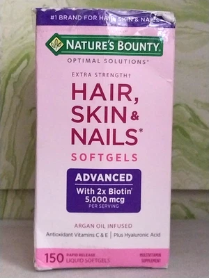 Cápsulas gelatinosas Nature's Bounty Optimal Solutions 150ct para cabelo pele e unhas - Expira em 03/2027 - Imagem 1 de 4